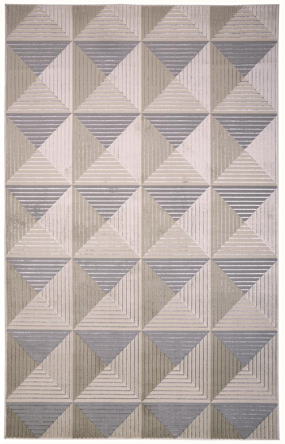 8' X 11' Beige Gray And Ivory Geometric Stain Resistant Area Rug