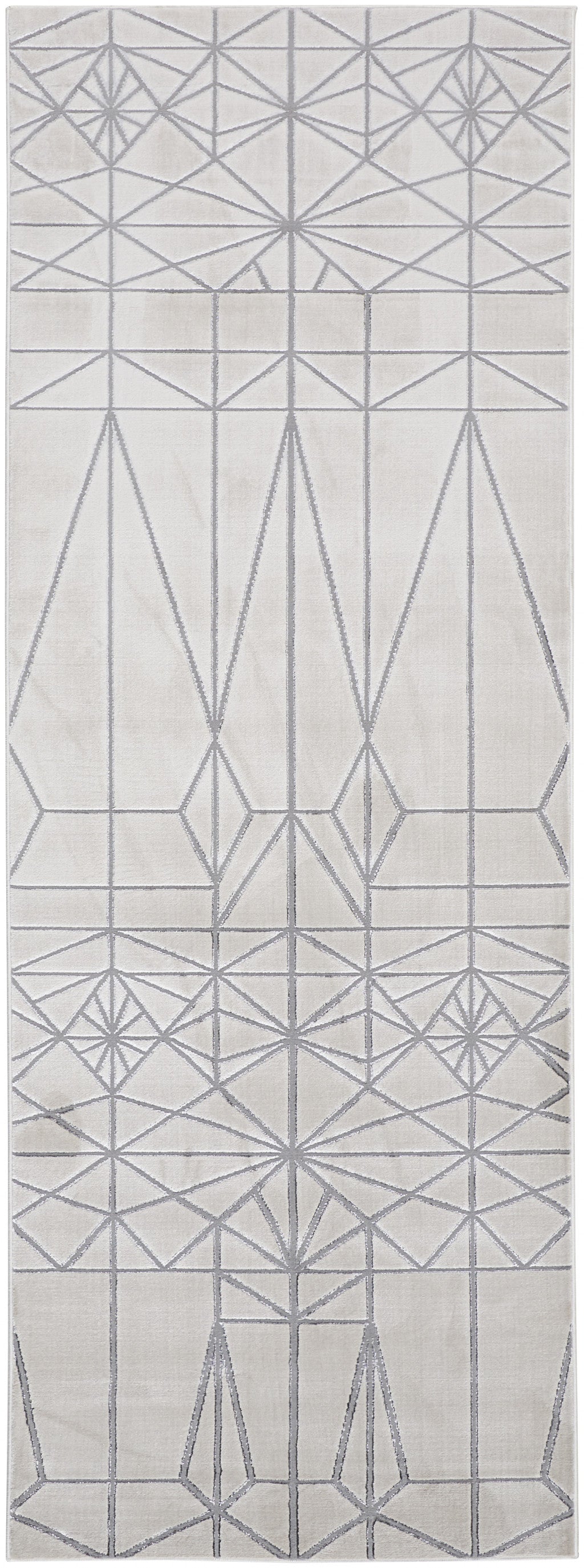 5' X 8' White Silver And Gray Geometric Stain Resistant Area Rug