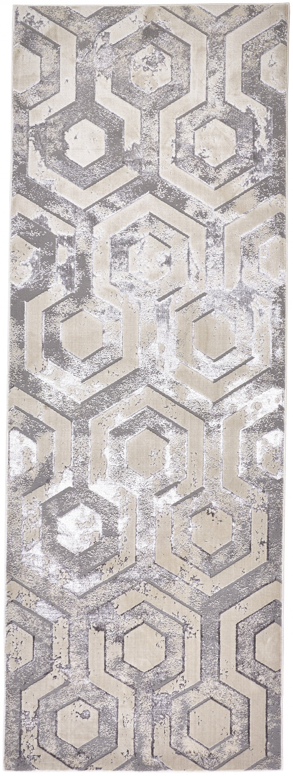 5' X 8' Gray Taupe And Silver Abstract Stain Resistant Area Rug