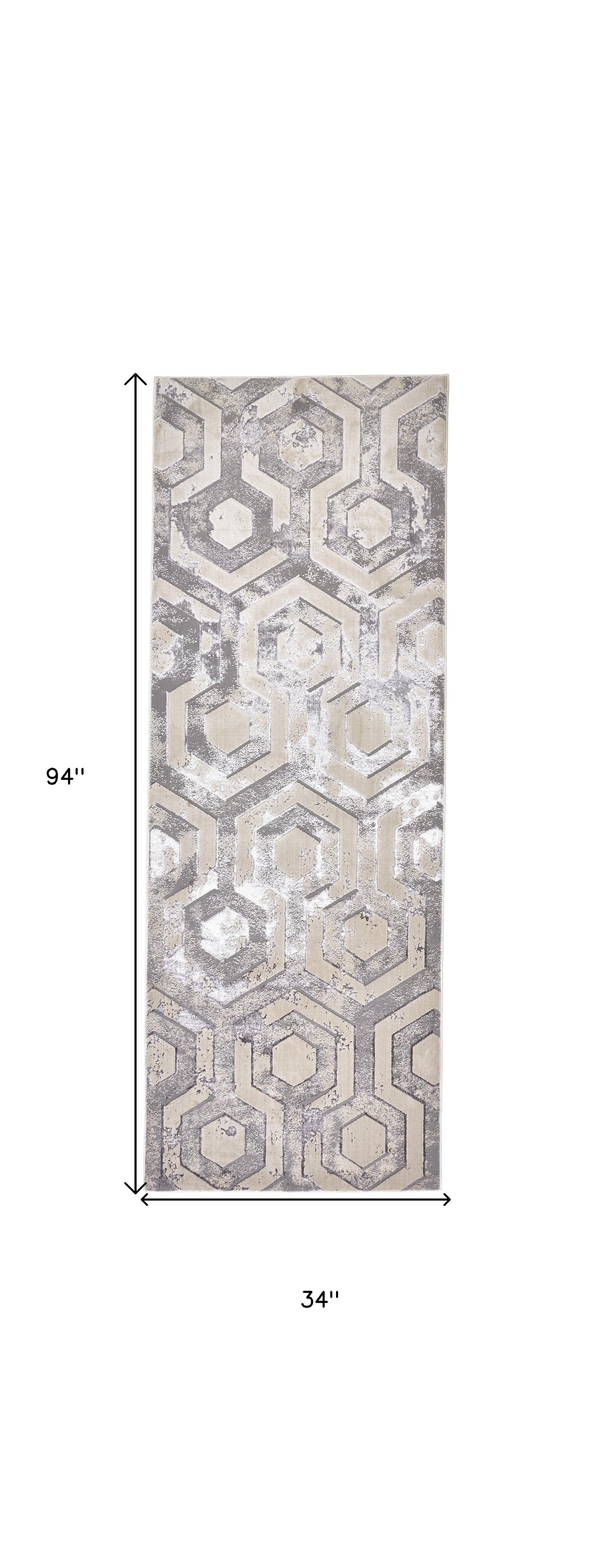 5' X 8' Gray Taupe And Silver Abstract Stain Resistant Area Rug