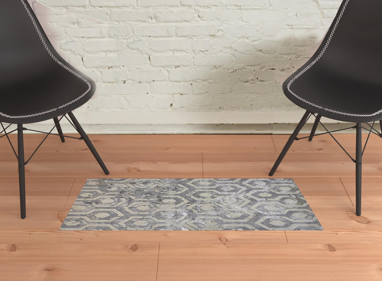 5' X 8' Gray Taupe And Silver Abstract Stain Resistant Area Rug