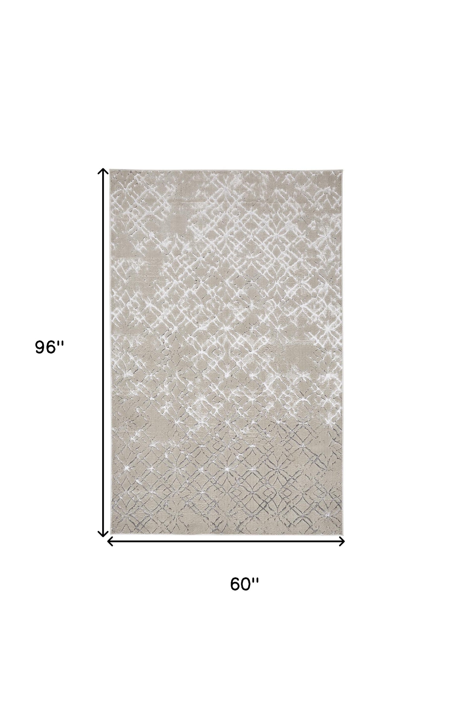 5' X 8' Silver Gray And White Abstract Stain Resistant Area Rug