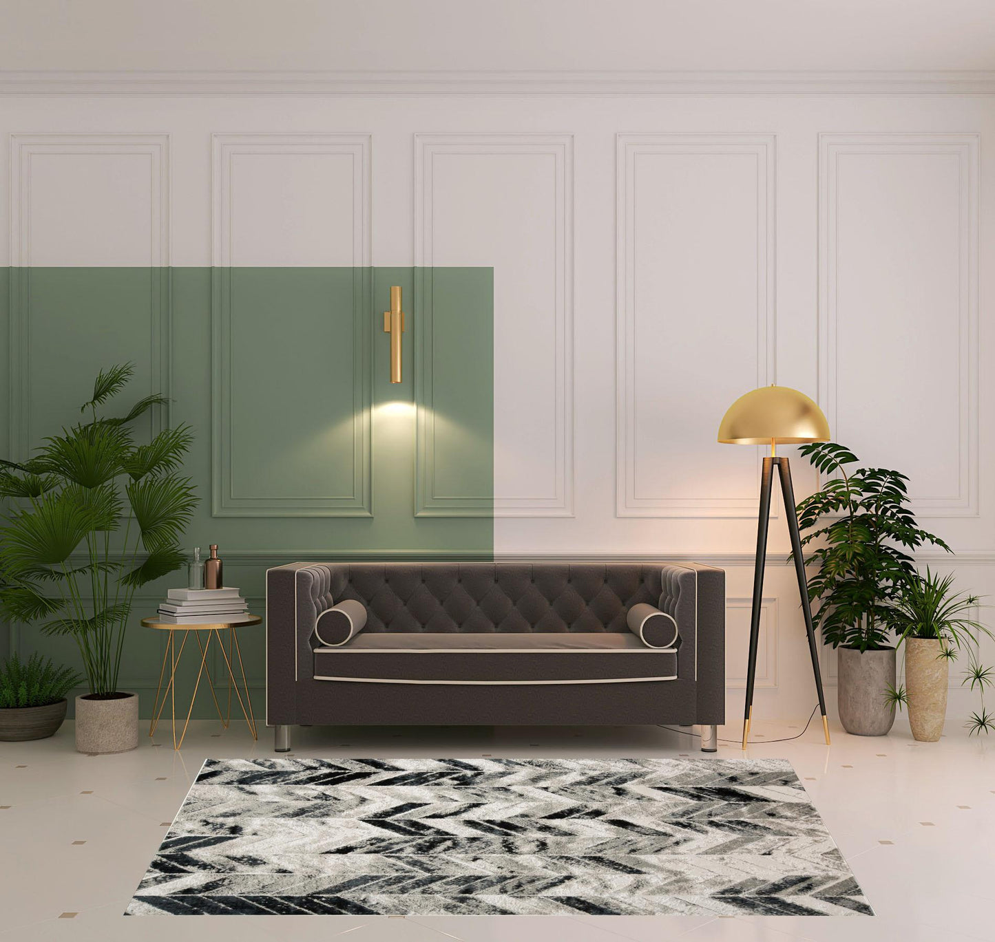8' X 11' Black Gray And Silver Geometric Stain Resistant Area Rug