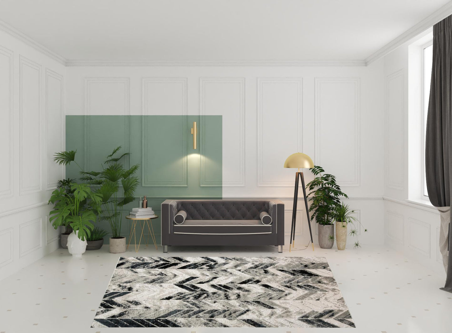8' X 11' Black Gray And Silver Geometric Stain Resistant Area Rug