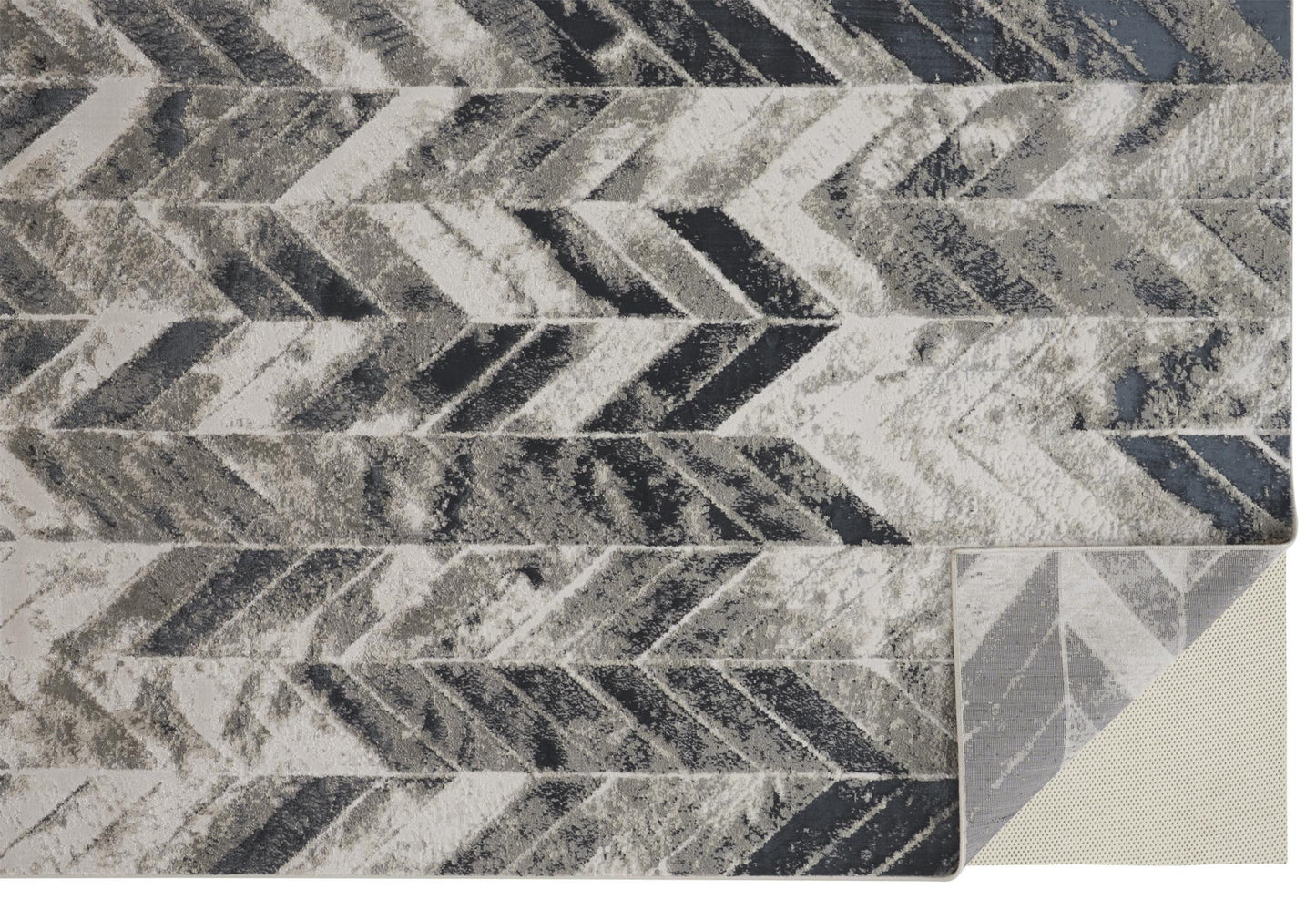 8' X 11' Black Gray And Silver Geometric Stain Resistant Area Rug
