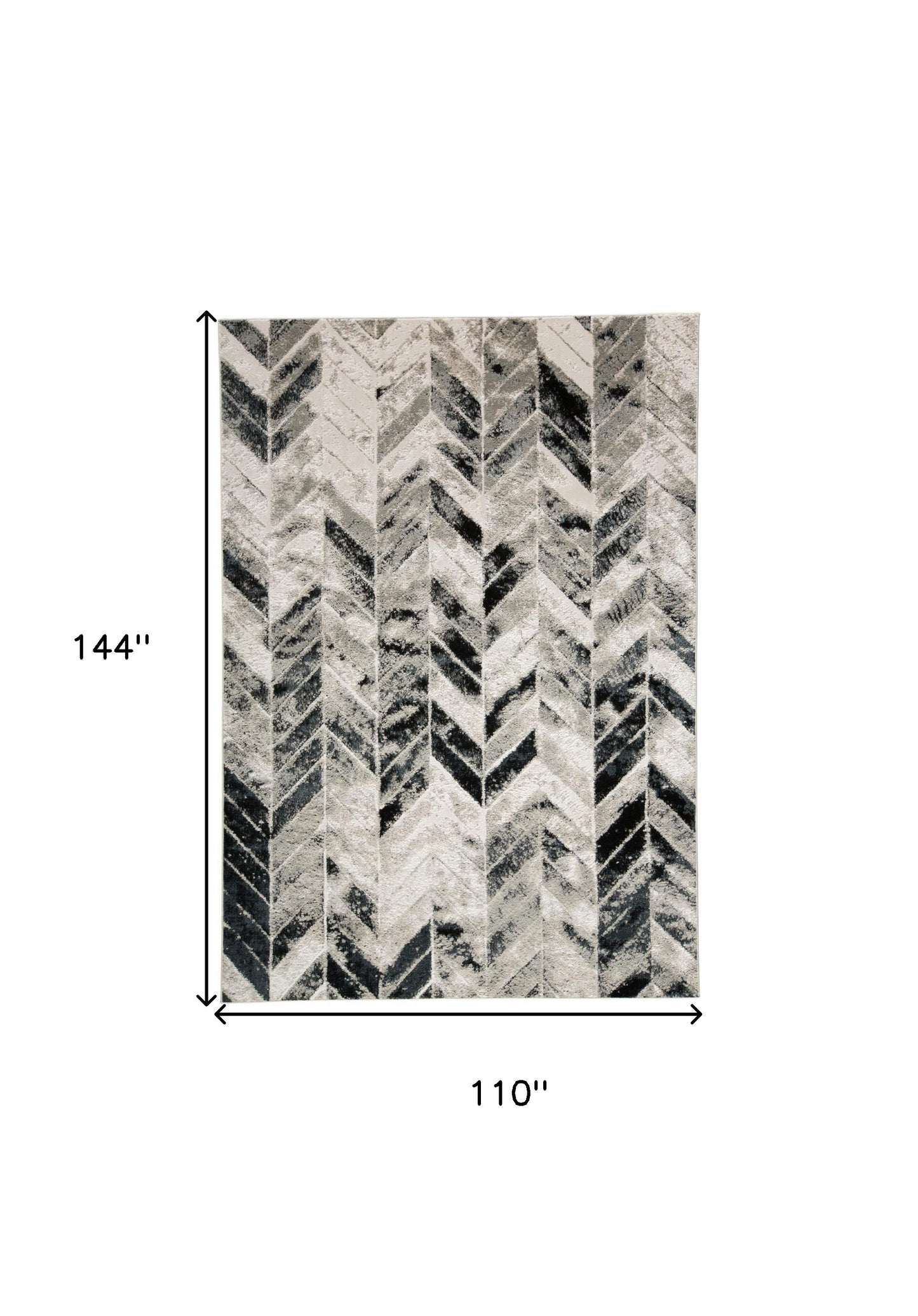 8' X 11' Black Gray And Silver Geometric Stain Resistant Area Rug