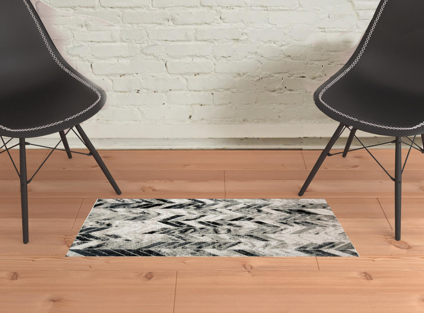 8' X 11' Black Gray And Silver Geometric Stain Resistant Area Rug