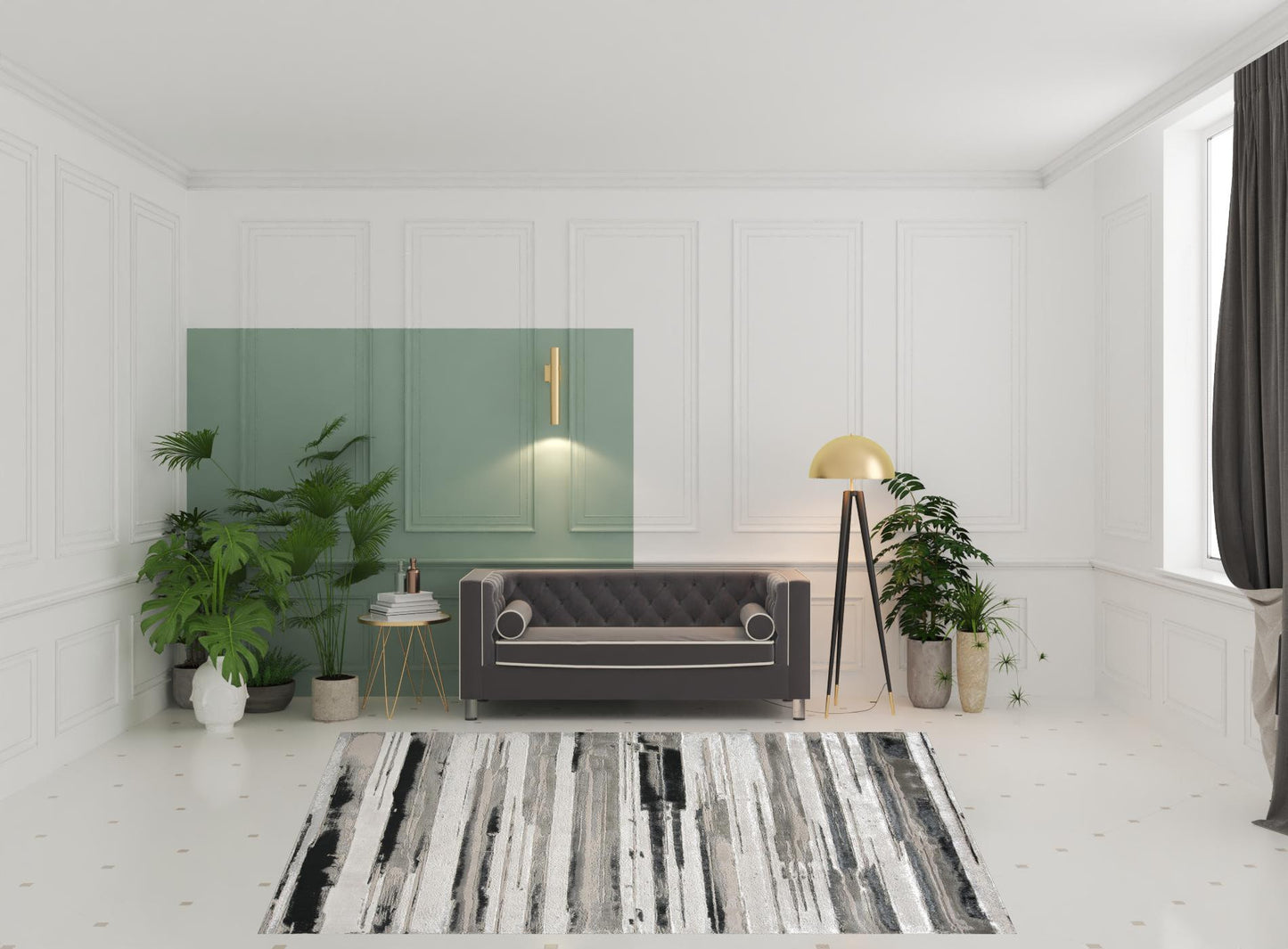 4' X 6' Silver Gray And Black Abstract Area Rug
