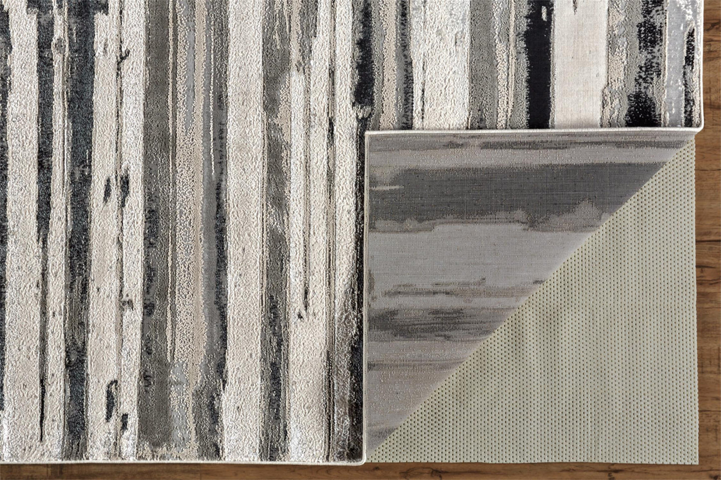 4' X 6' Silver Gray And Black Abstract Area Rug