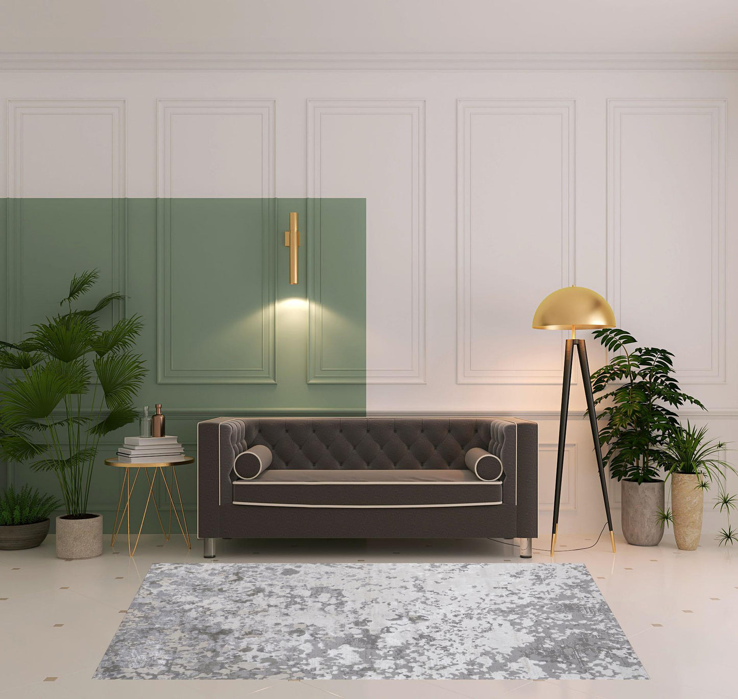 8' X 11' Silver Gray And White Abstract Stain Resistant Area Rug