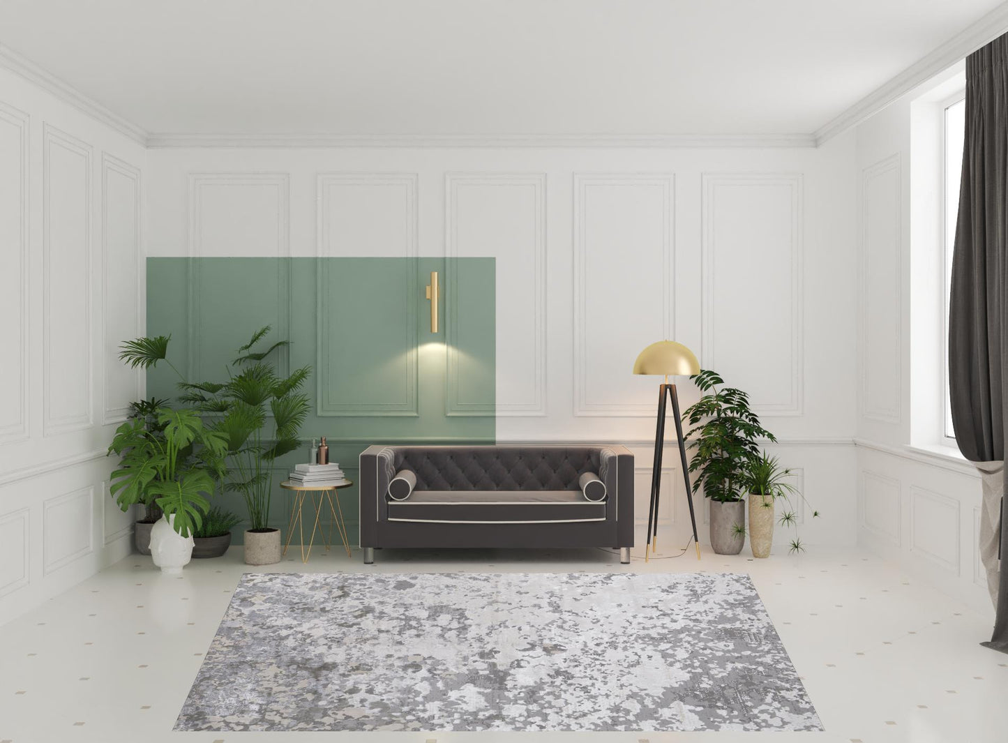 8' X 11' Silver Gray And White Abstract Stain Resistant Area Rug