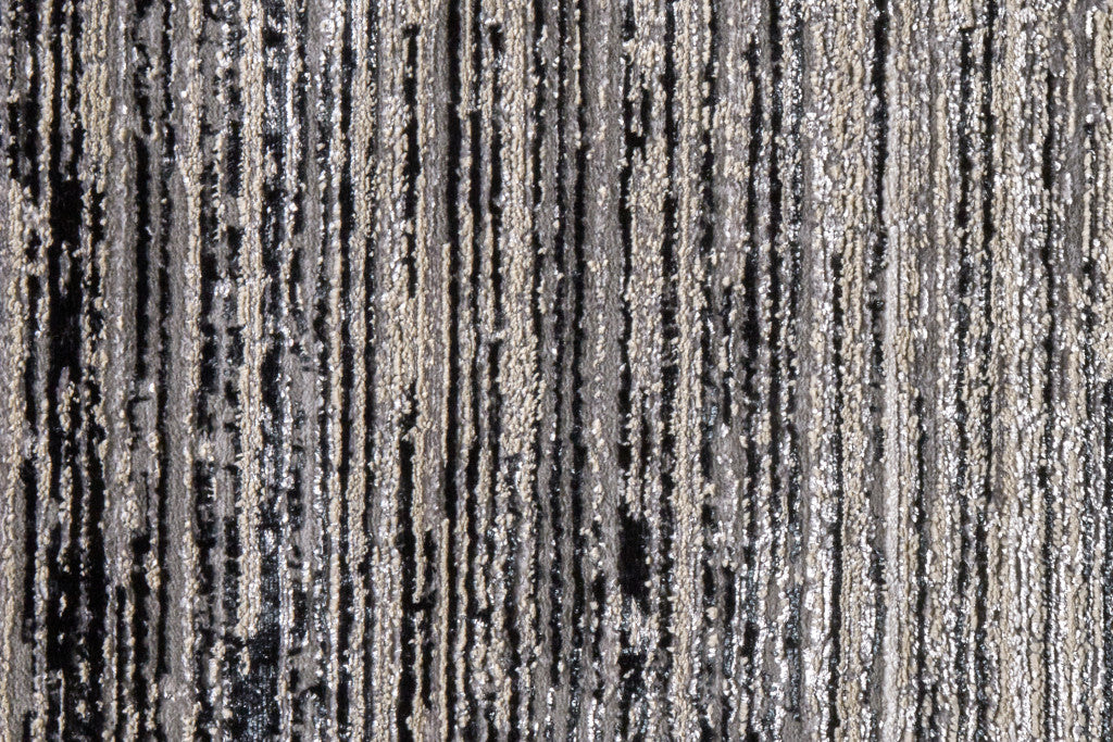 8' X 10' Black And Dark Gray Abstract Area Rug