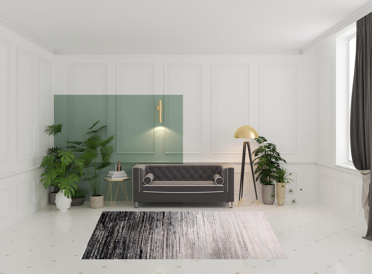 8' X 10' Black And Dark Gray Abstract Area Rug