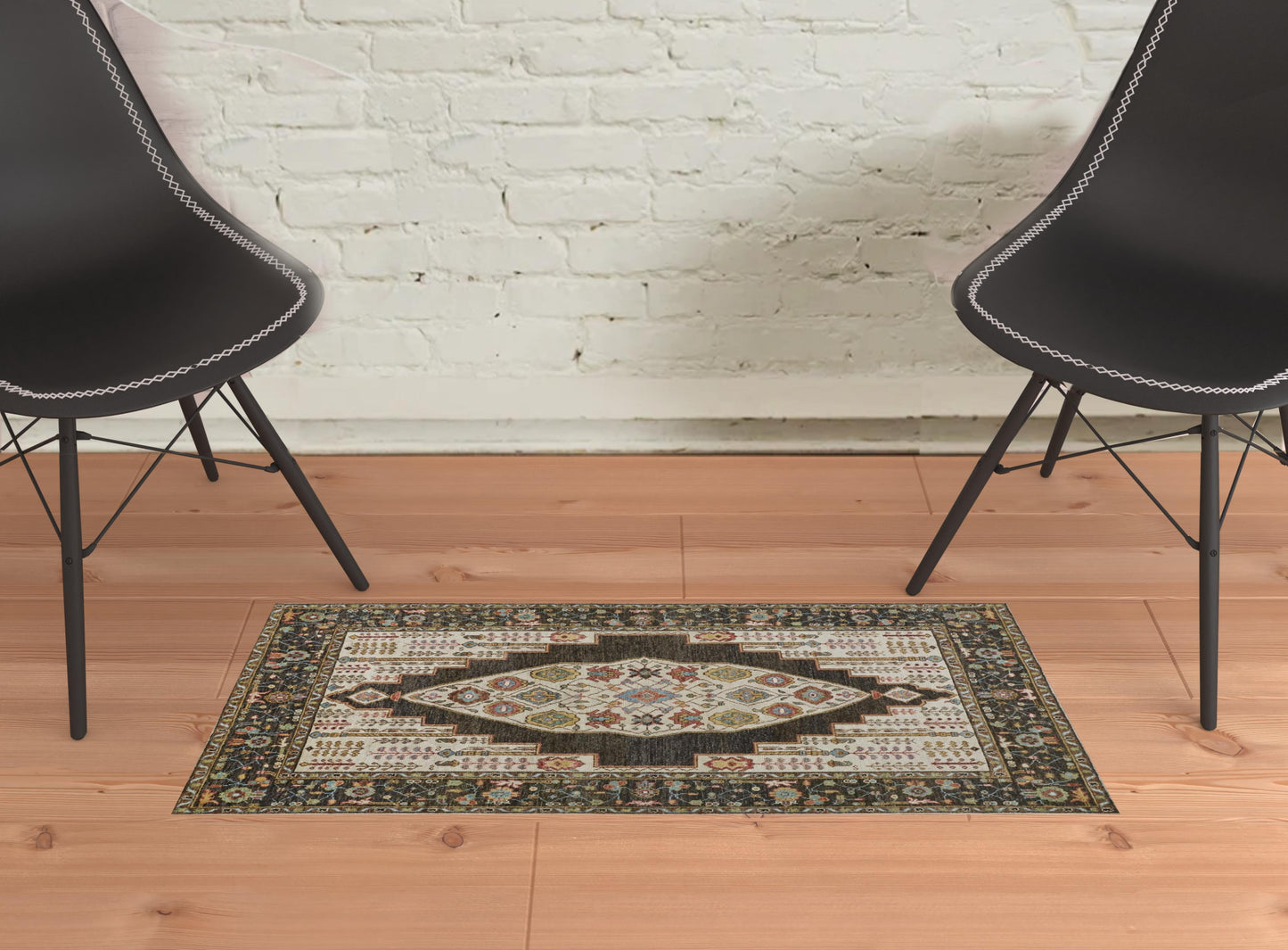 9' X 12' Brown Yellow And Green Wool Floral Hand Knotted Distressed Stain Resistant Area Rug With Fringe