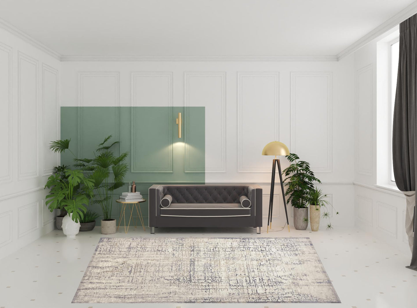 2' X 3' Gold Ivory And Gray Abstract Stain Resistant Area Rug