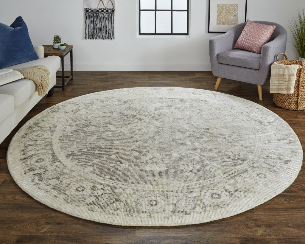8' X 11' Ivory And Tan Abstract Hand Woven Area Rug