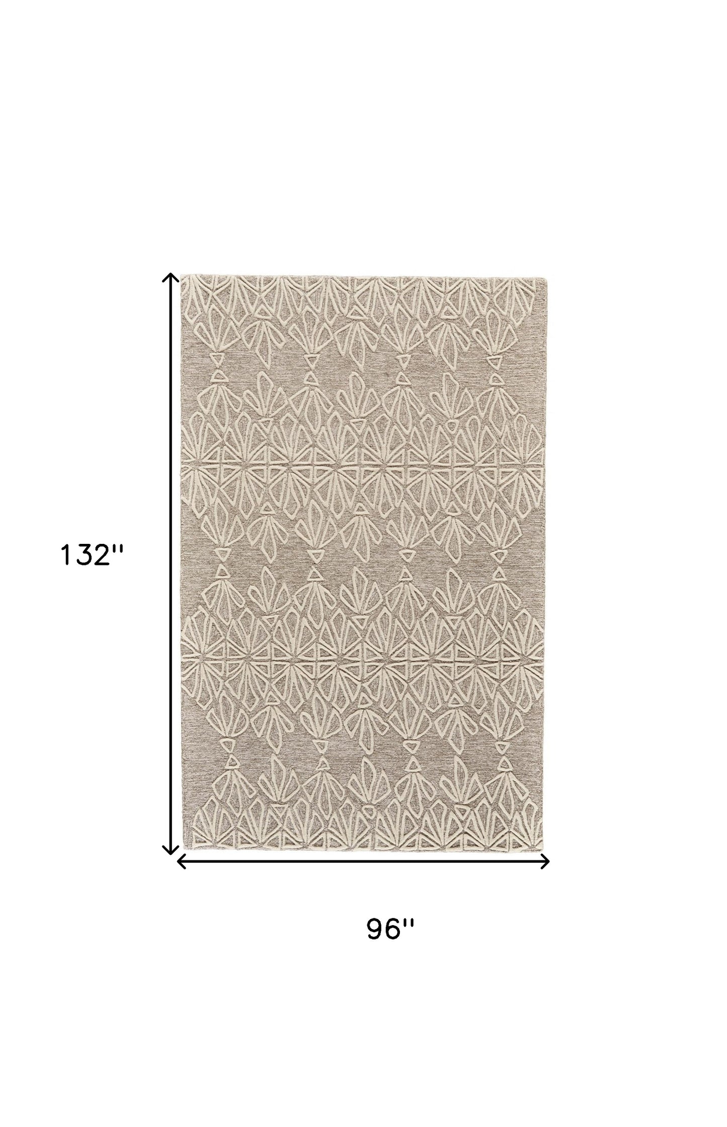 4' X 6' Tan And Ivory Wool Geometric Tufted Handmade Stain Resistant Area Rug