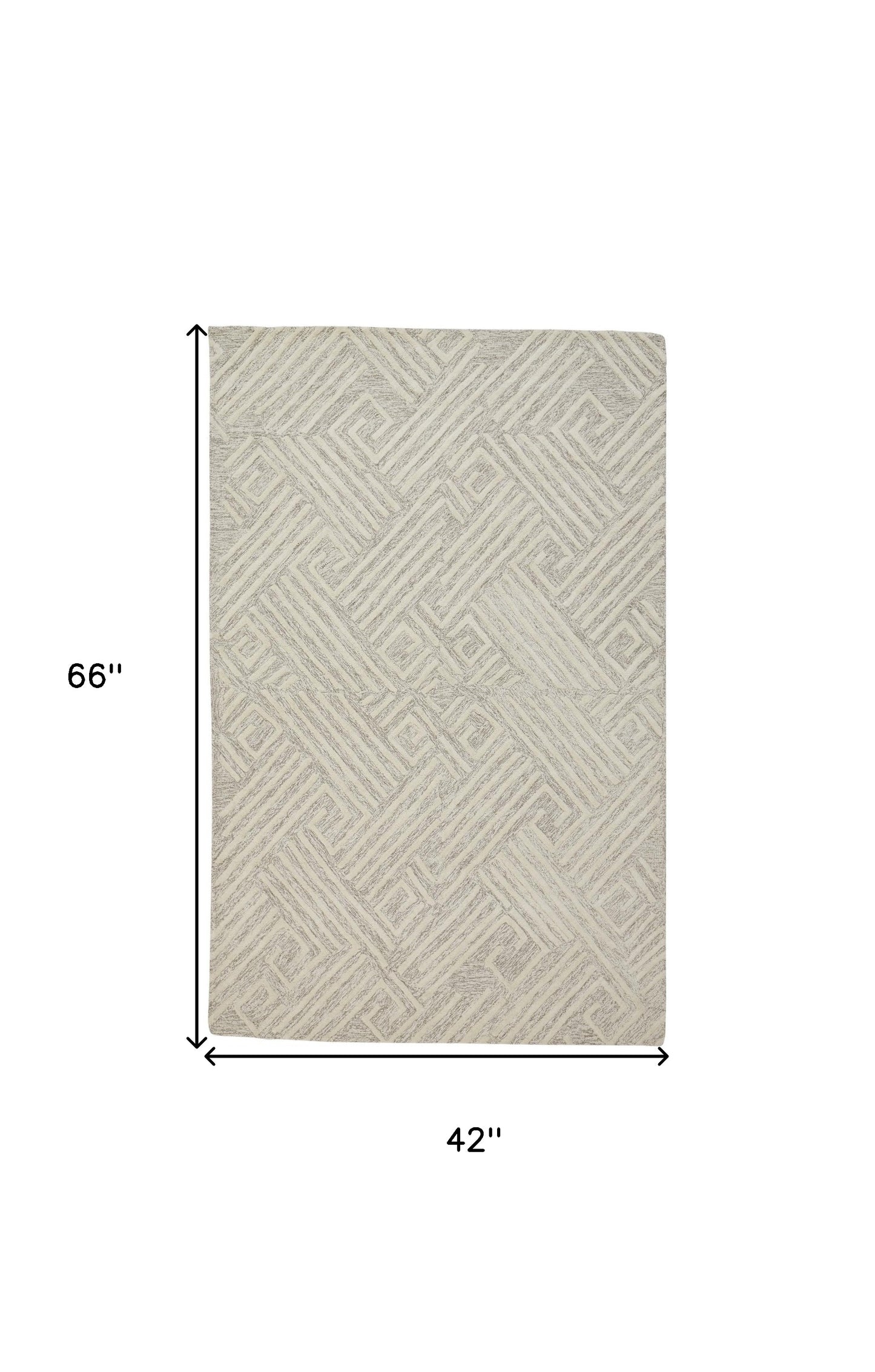 4' X 6' Tan And Ivory Wool Geometric Tufted Handmade Stain Resistant Area Rug