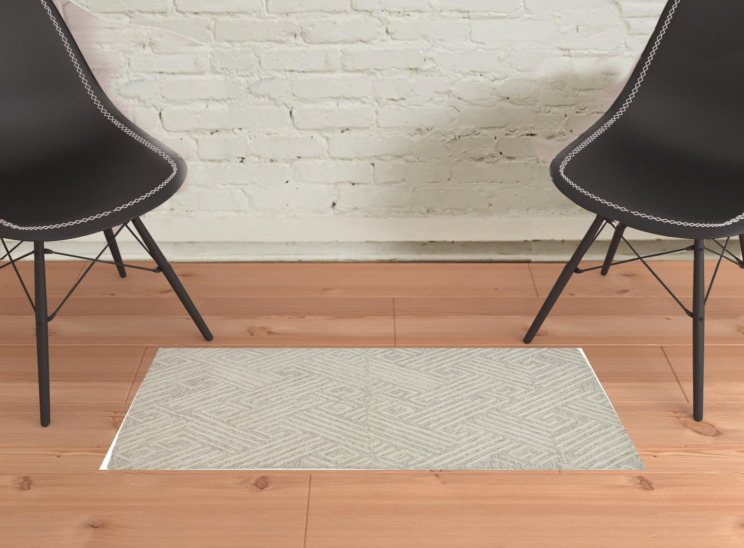 4' X 6' Tan And Ivory Wool Geometric Tufted Handmade Stain Resistant Area Rug