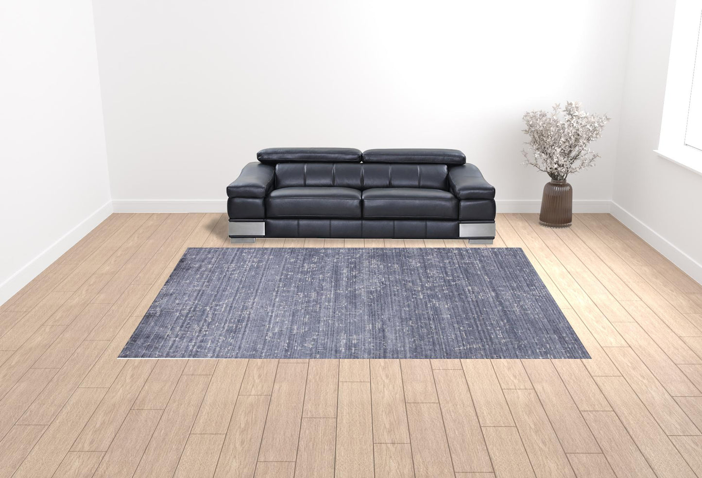 5' X 8' Blue And Ivory Abstract Hand Woven Area Rug