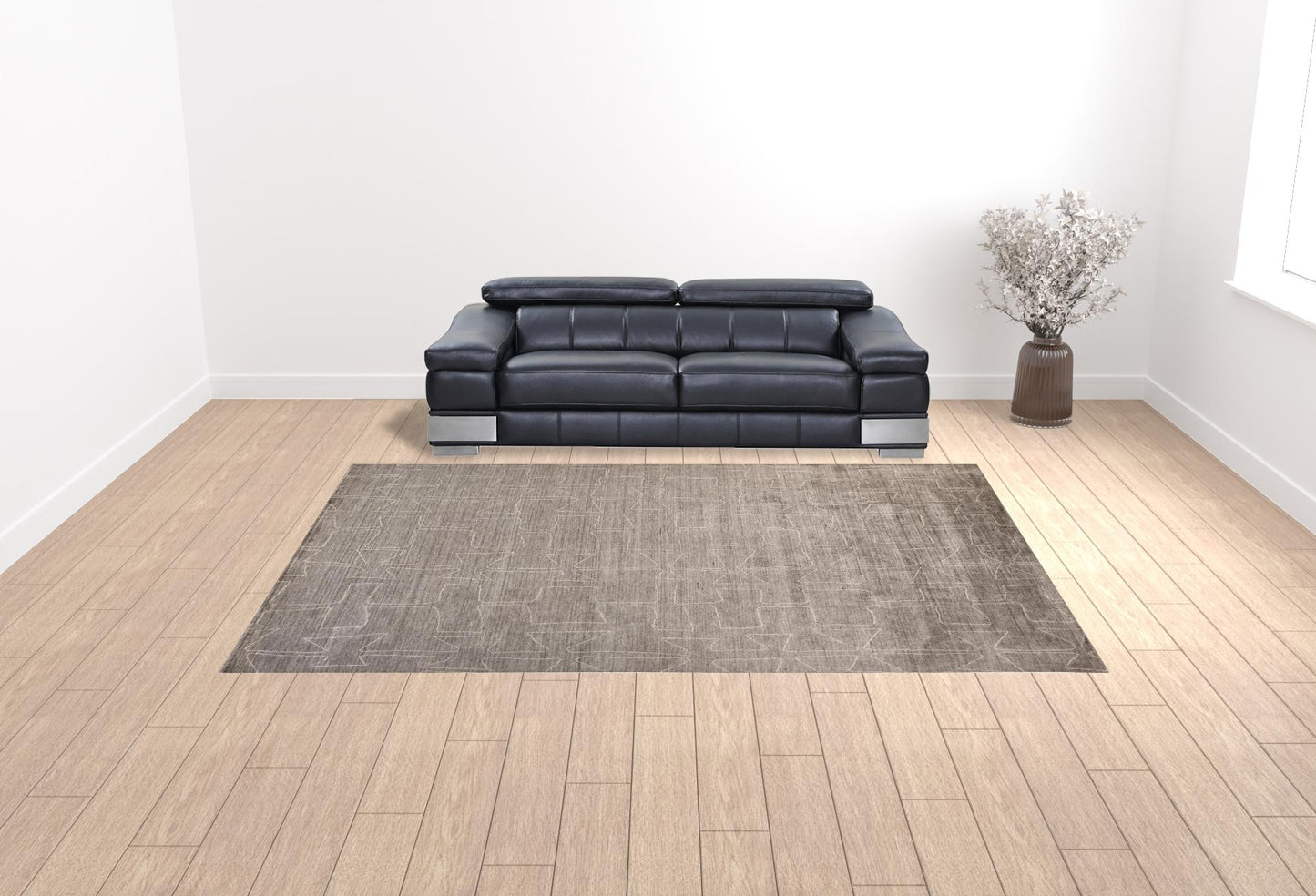 5' X 8' Gray Taupe And Ivory Abstract Hand Woven Area Rug