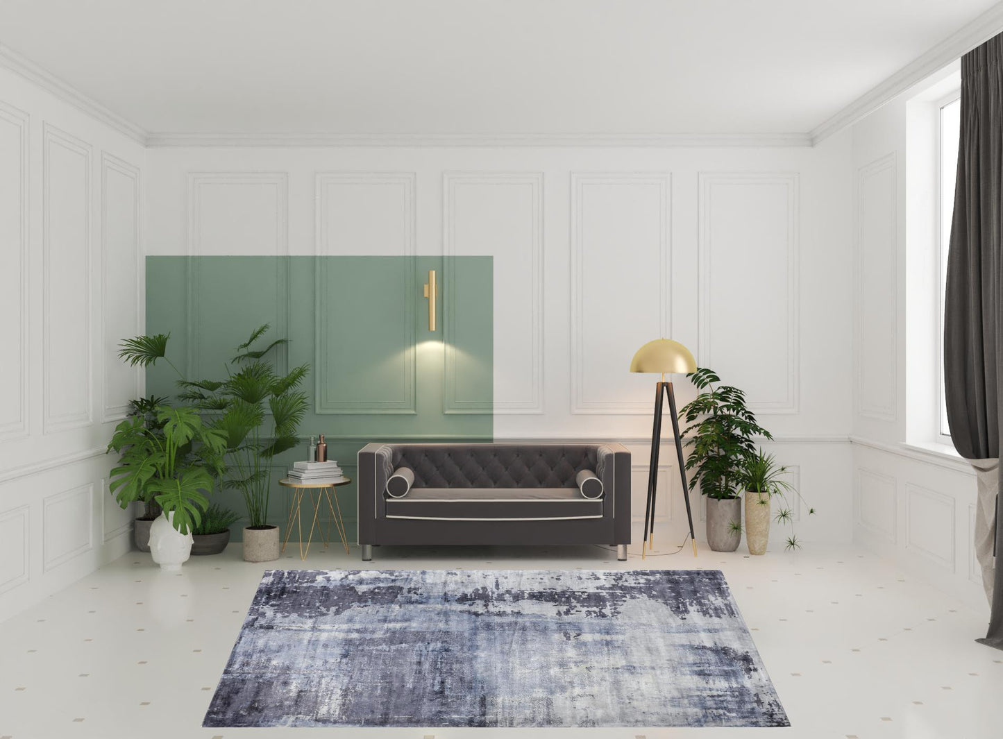 8' X 10' Blue Gray And Ivory Abstract Hand Woven Area Rug