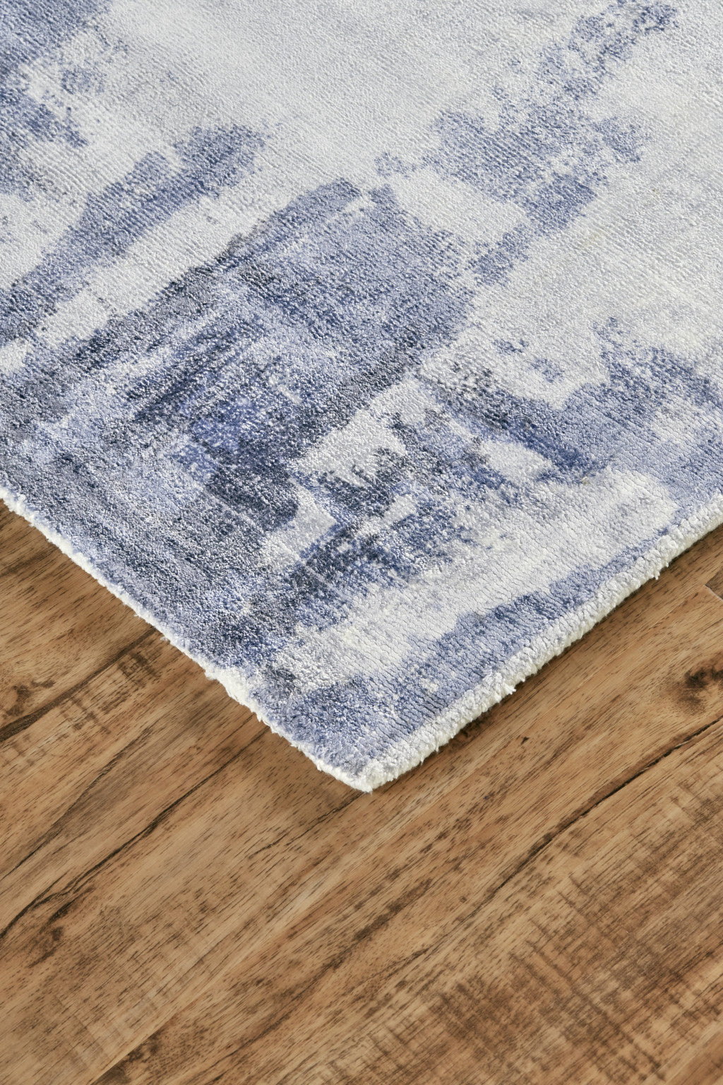 8' X 10' Blue Gray And Ivory Abstract Hand Woven Area Rug