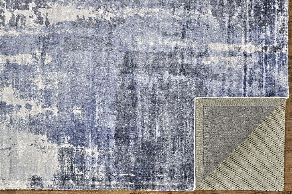 8' X 10' Blue Gray And Ivory Abstract Hand Woven Area Rug