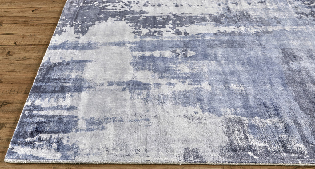 8' X 10' Blue Gray And Ivory Abstract Hand Woven Area Rug