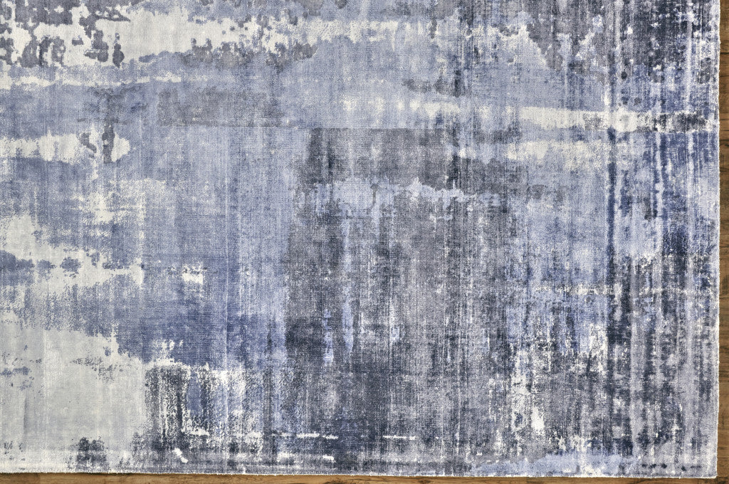 8' X 10' Blue Gray And Ivory Abstract Hand Woven Area Rug