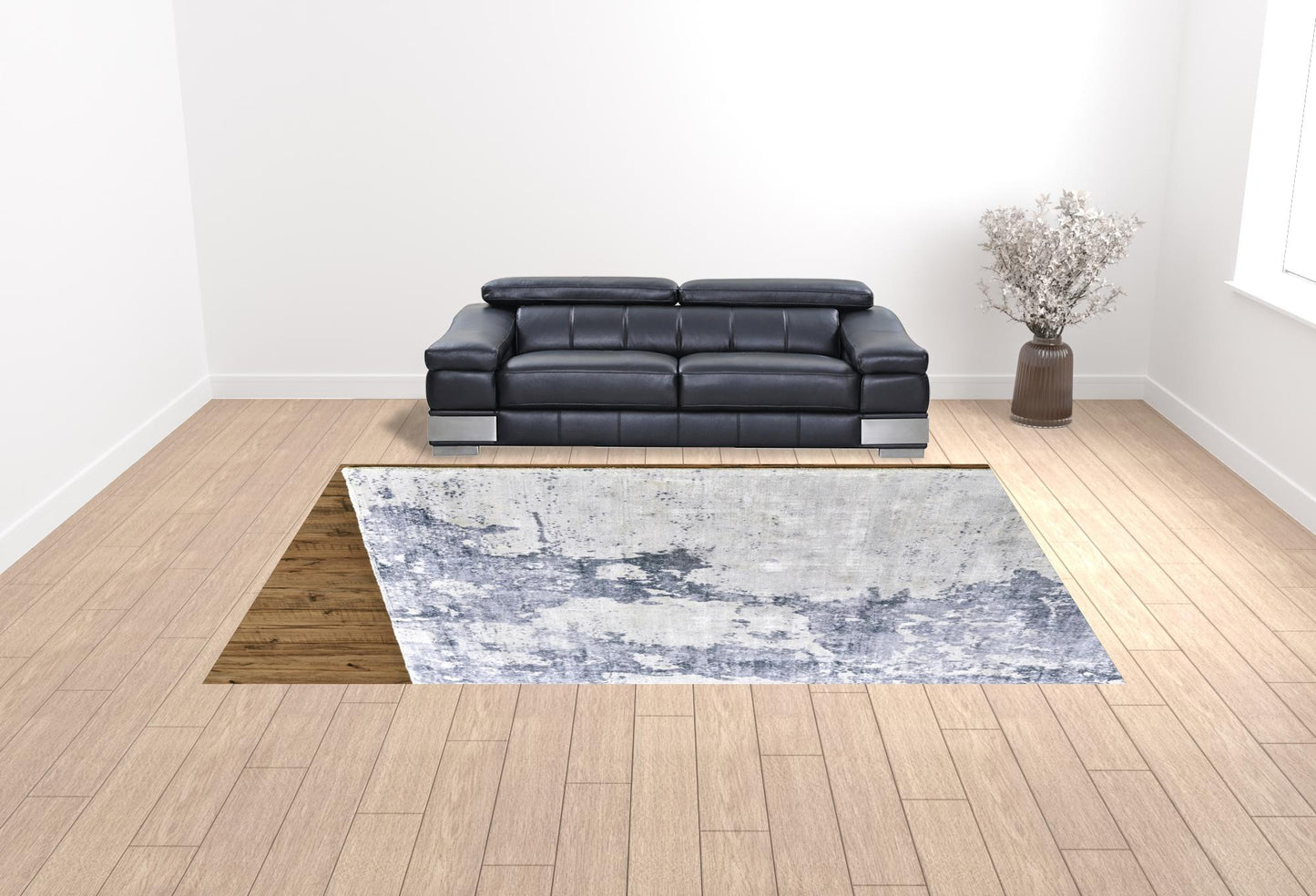 8' X 10' Blue Gray And Ivory Abstract Hand Woven Area Rug