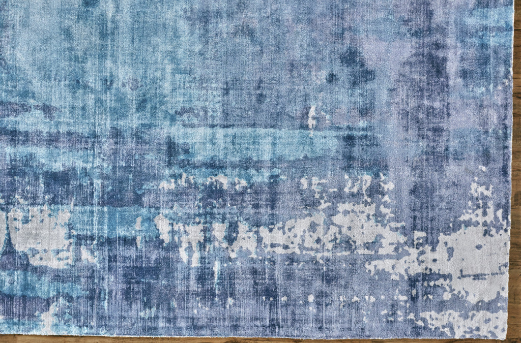 8' X 10' Blue And Ivory Abstract Hand Woven Area Rug