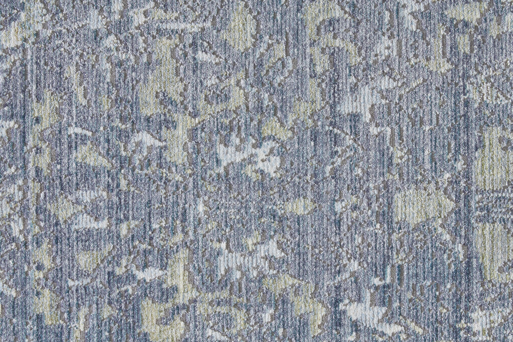 4' X 6' Blue Gray And Silver Abstract Distressed Area Rug With Fringe
