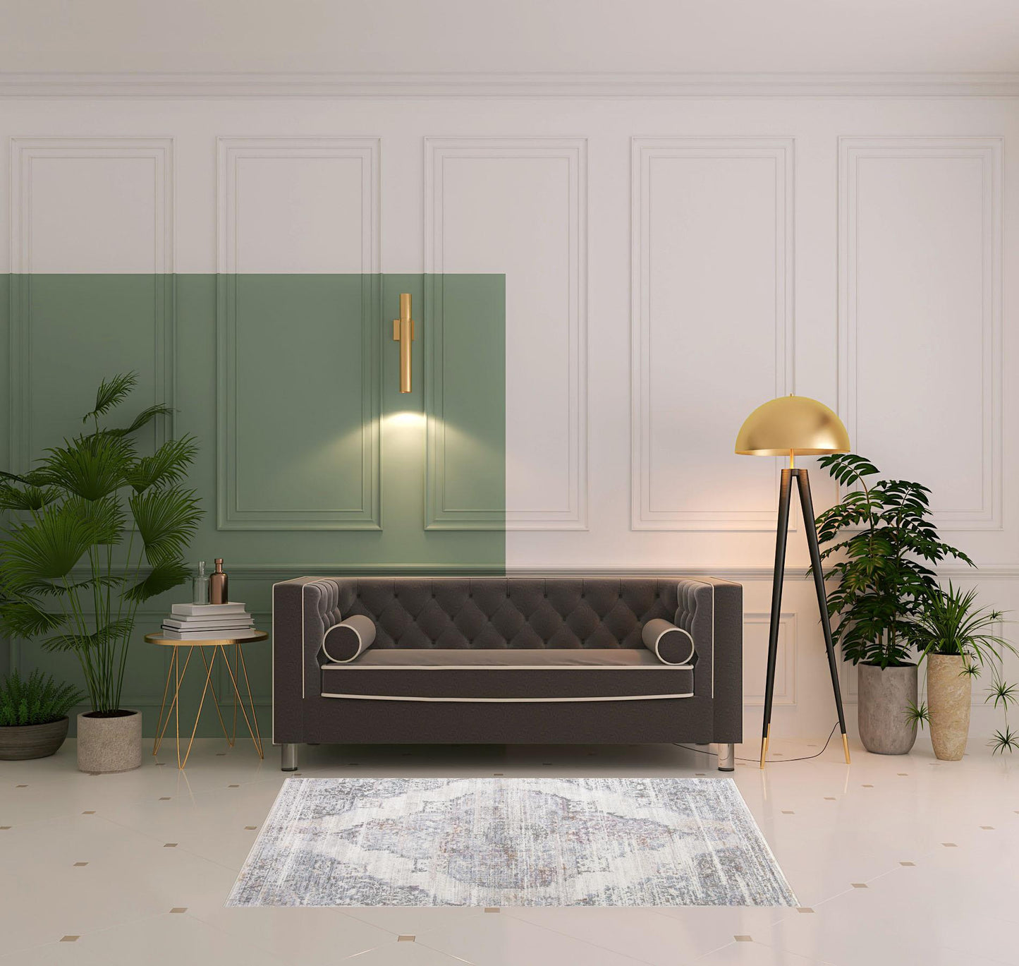 4' X 6' Ivory Gray And Pink Abstract Distressed Area Rug With Fringe