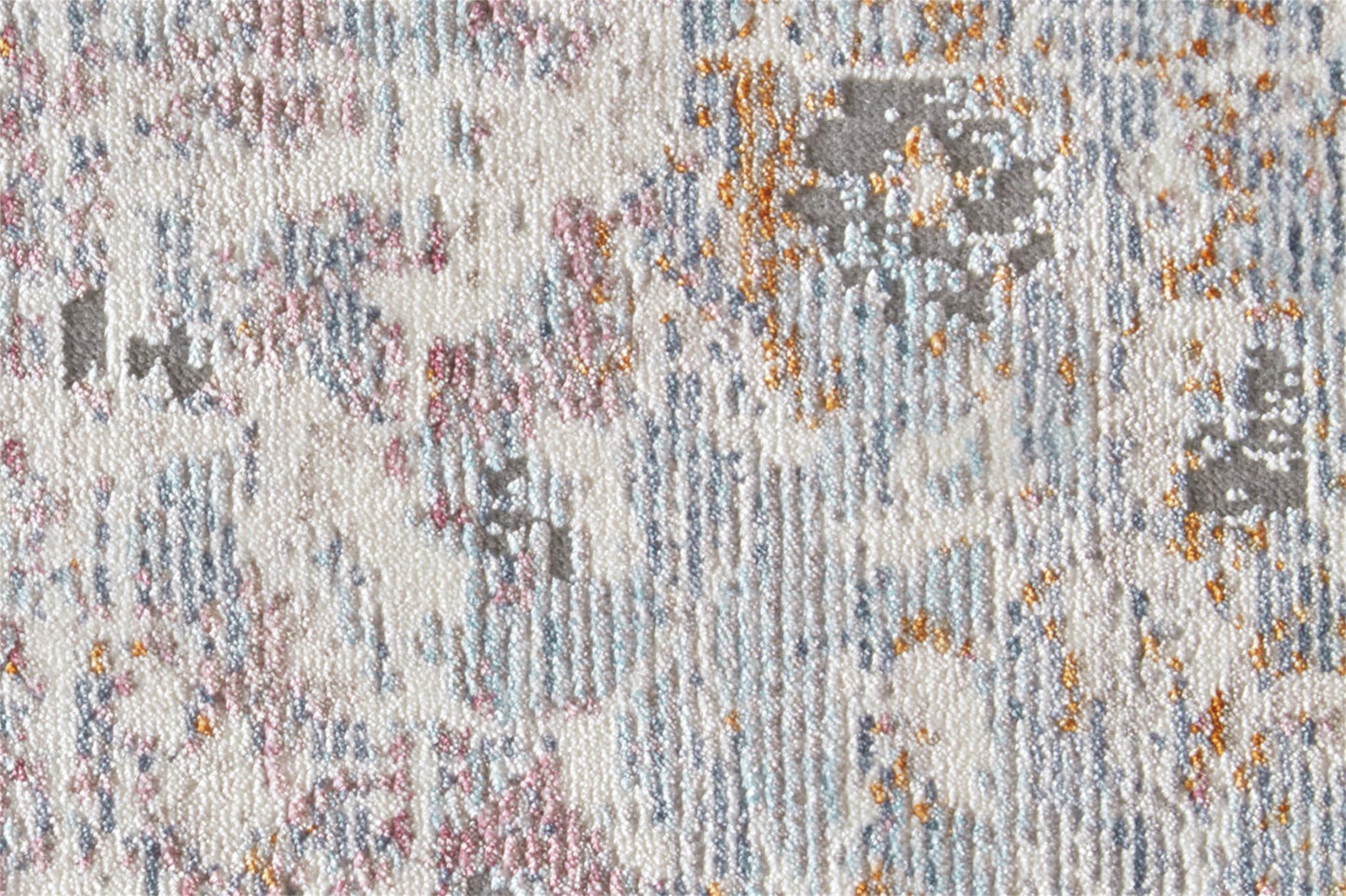 4' X 6' Ivory Gray And Pink Abstract Distressed Area Rug With Fringe