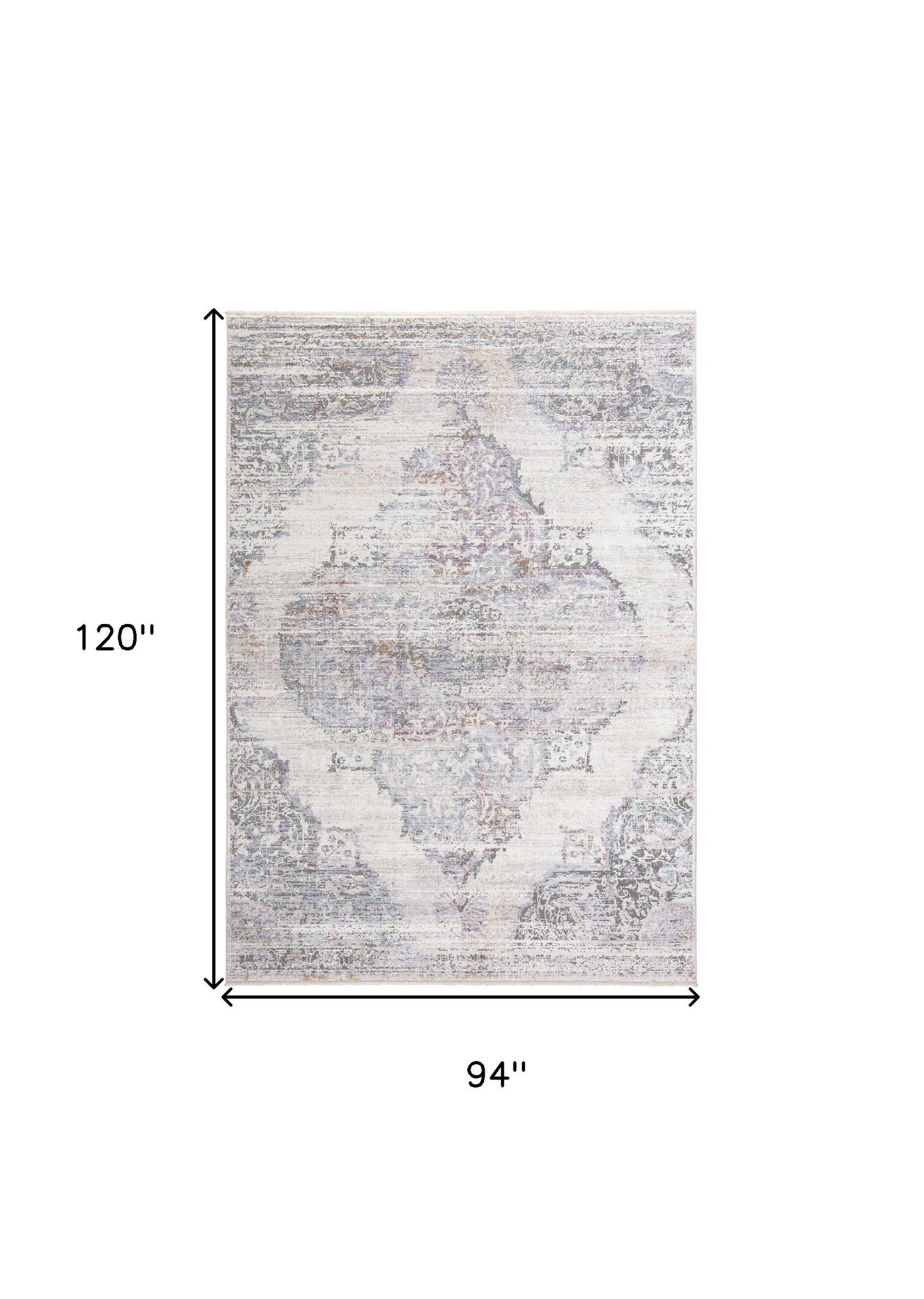 4' X 6' Ivory Gray And Pink Abstract Distressed Area Rug With Fringe