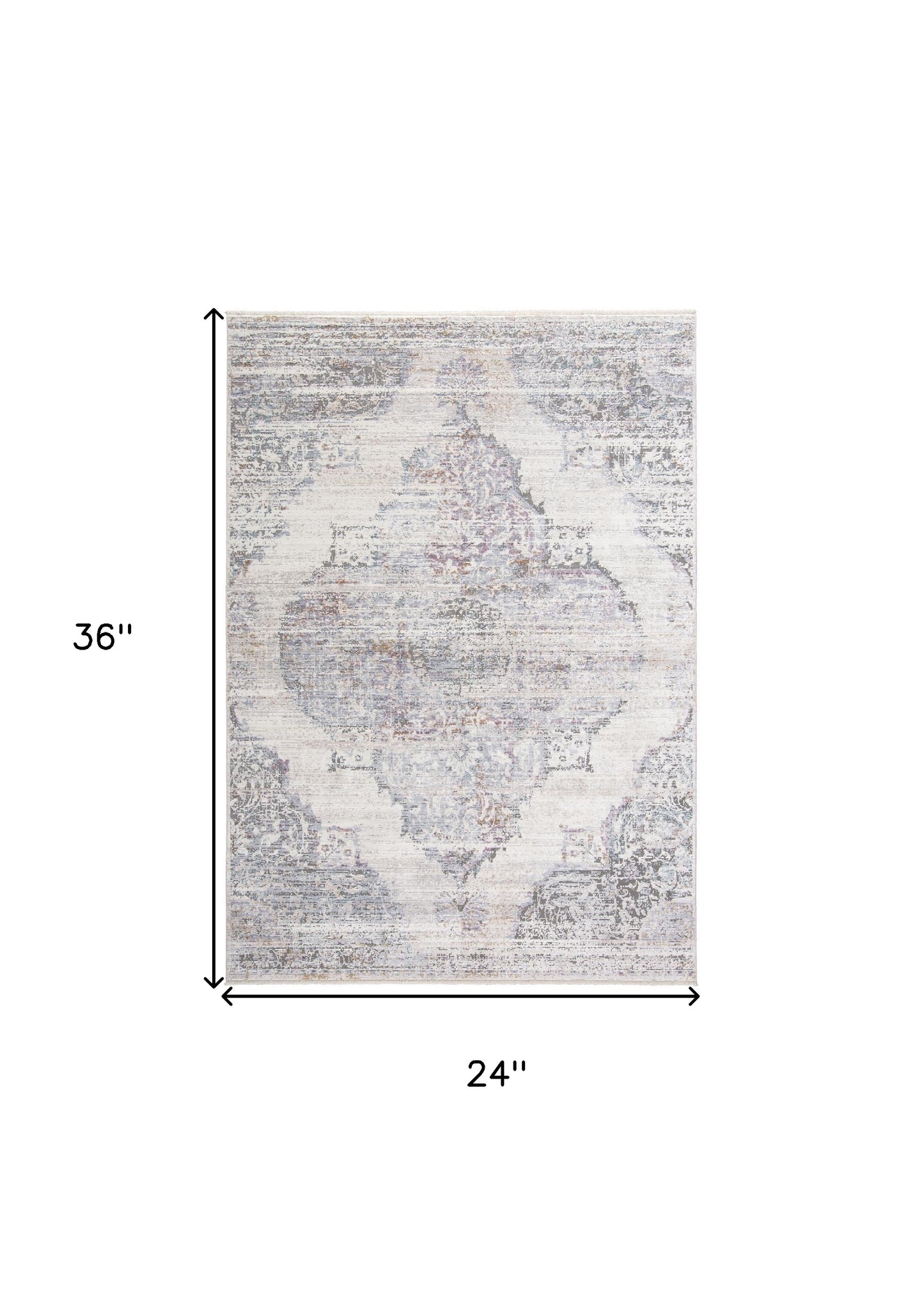 4' X 6' Ivory Gray And Pink Abstract Distressed Area Rug With Fringe