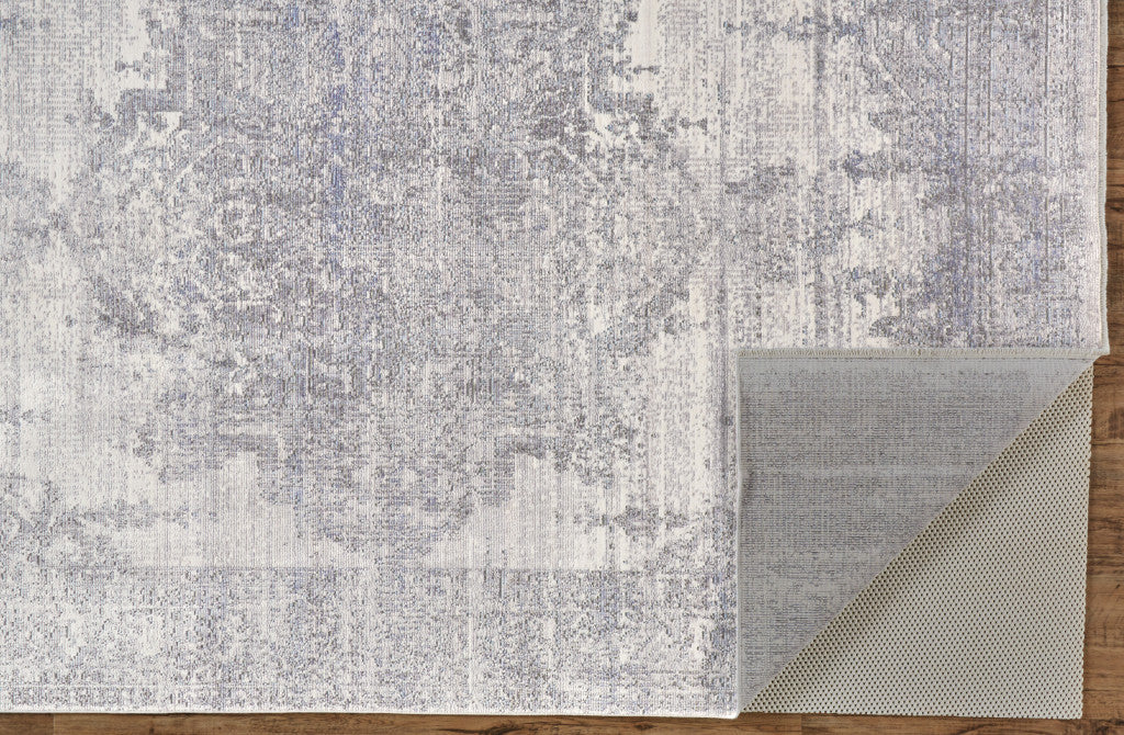 3' X 5' Gray Ivory And Taupe Abstract Distressed Area Rug With Fringe