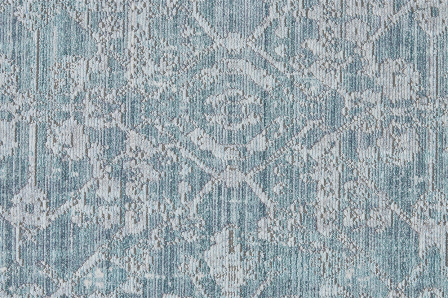 4' X 6' Blue Gray And Silver Abstract Distressed Area Rug With Fringe