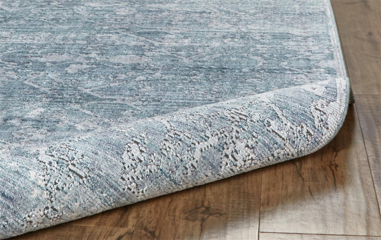 4' X 6' Blue Gray And Silver Abstract Distressed Area Rug With Fringe