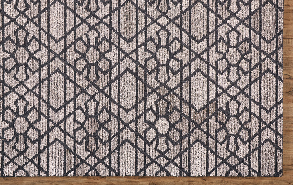 4' X 6' Taupe Black And Gray Wool Paisley Tufted Handmade Area Rug