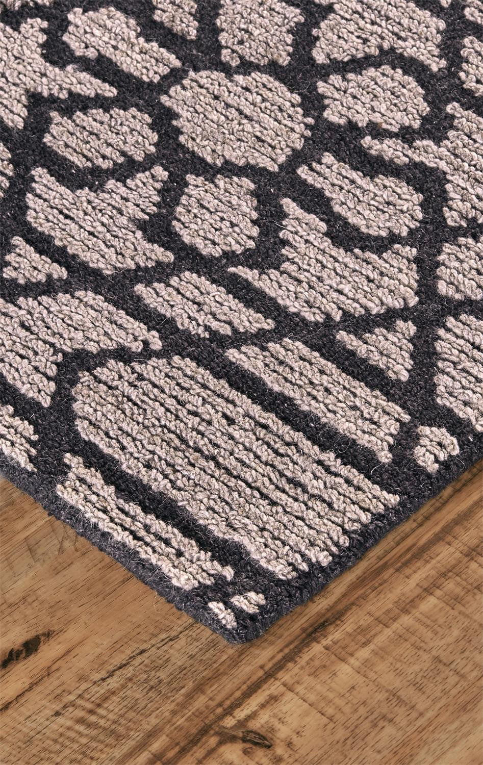 4' X 6' Taupe Black And Gray Wool Paisley Tufted Handmade Area Rug