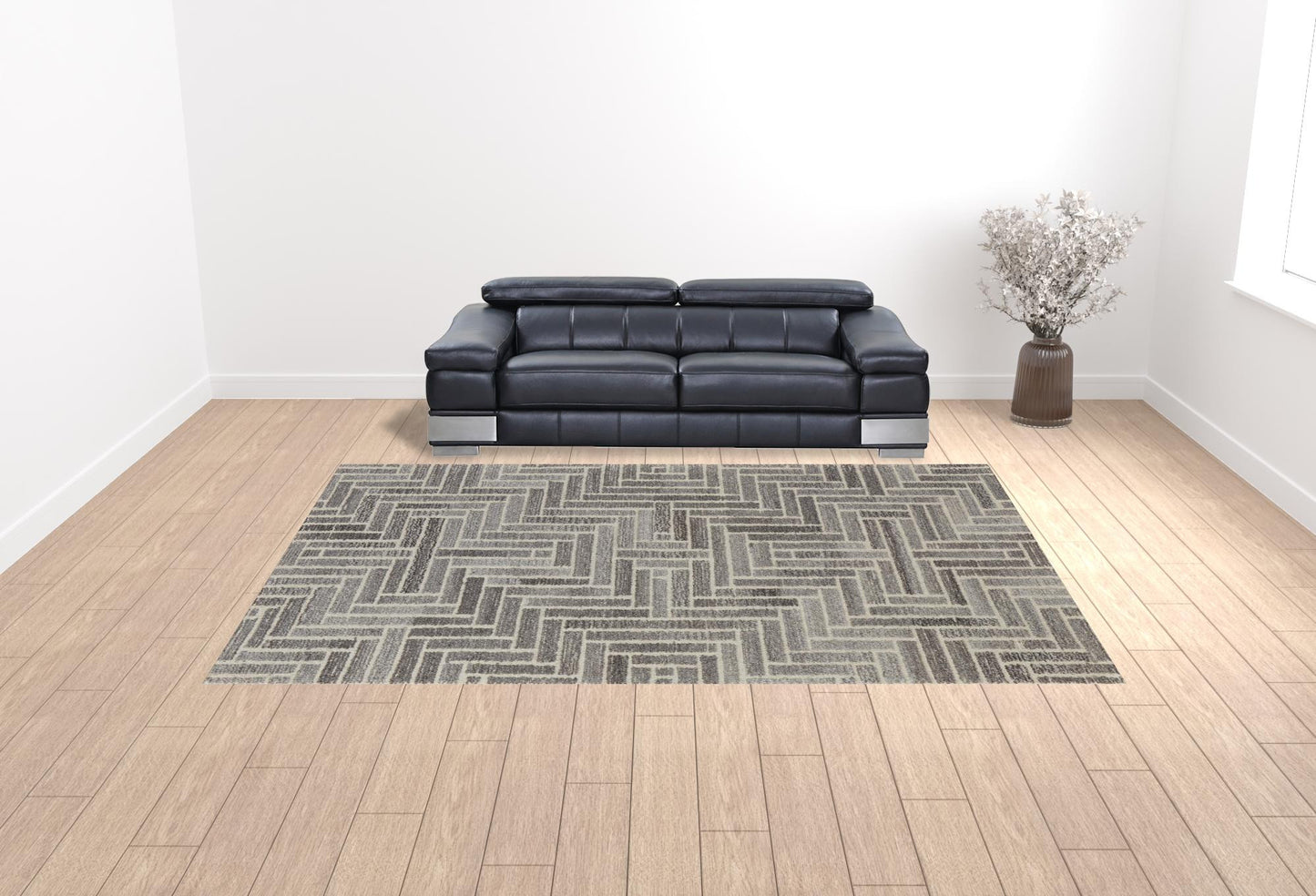 8' X 10' Taupe Gray And Tan Wool Geometric Tufted Handmade Area Rug