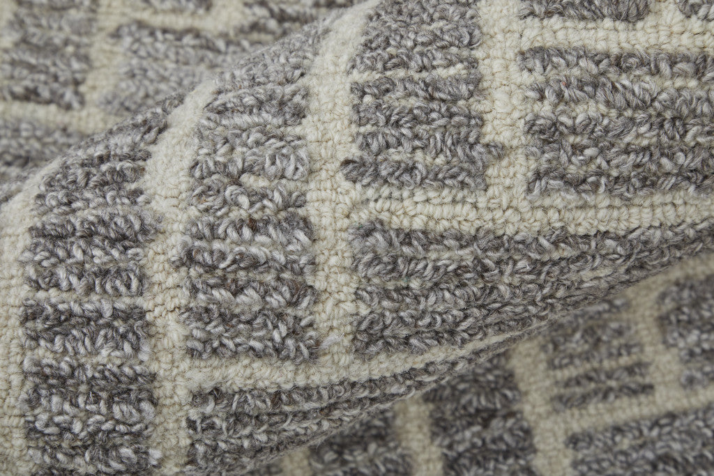 8' X 10' Taupe Gray And Tan Wool Geometric Tufted Handmade Area Rug
