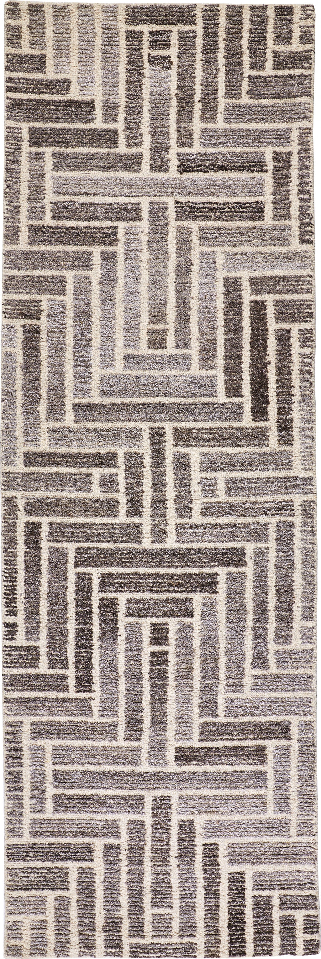 8' X 10' Taupe Gray And Tan Wool Geometric Tufted Handmade Area Rug