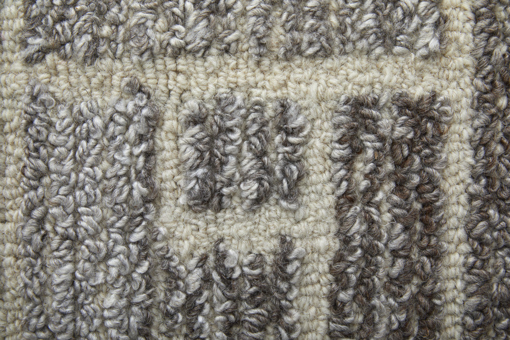 8' X 10' Taupe Gray And Tan Wool Geometric Tufted Handmade Area Rug