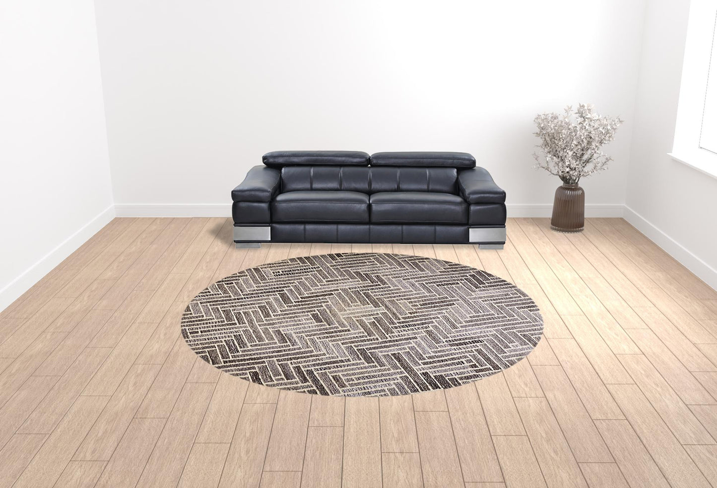 8' X 10' Taupe Gray And Tan Wool Geometric Tufted Handmade Area Rug