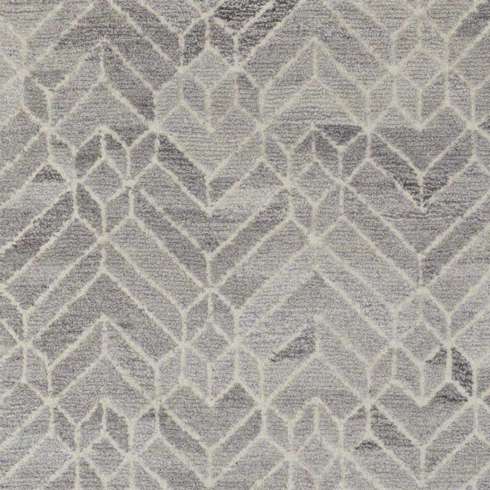 4' X 6' Taupe Gray And Ivory Wool Geometric Tufted Handmade Area Rug