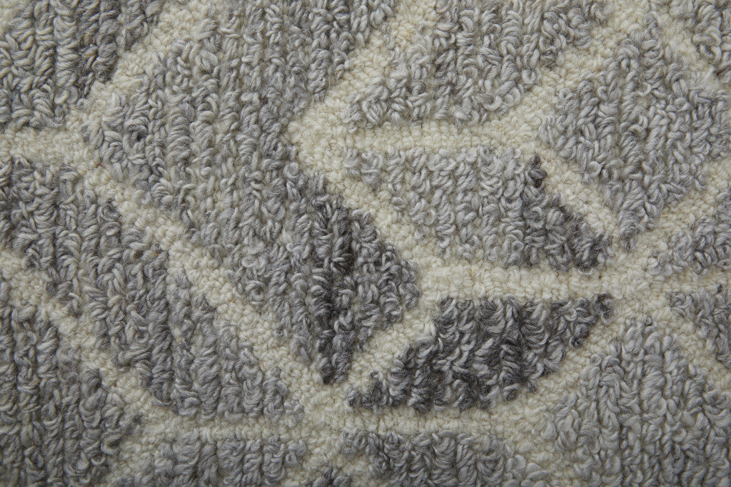 4' X 6' Taupe Gray And Ivory Wool Geometric Tufted Handmade Area Rug