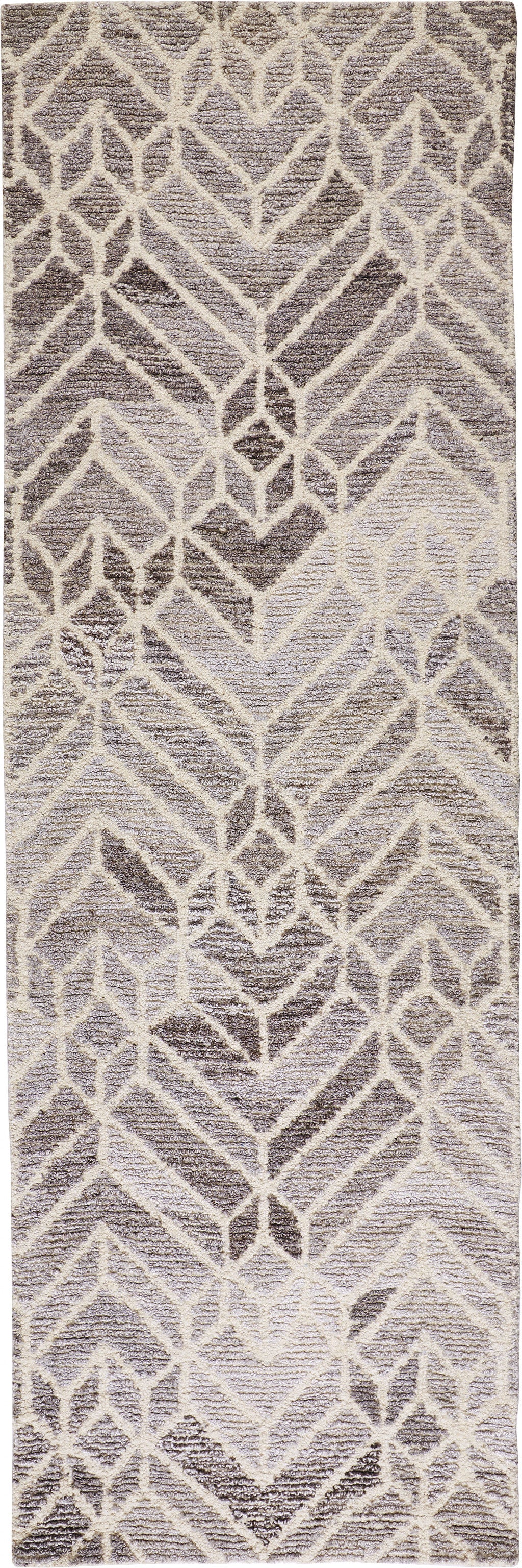 4' X 6' Taupe Gray And Ivory Wool Geometric Tufted Handmade Area Rug